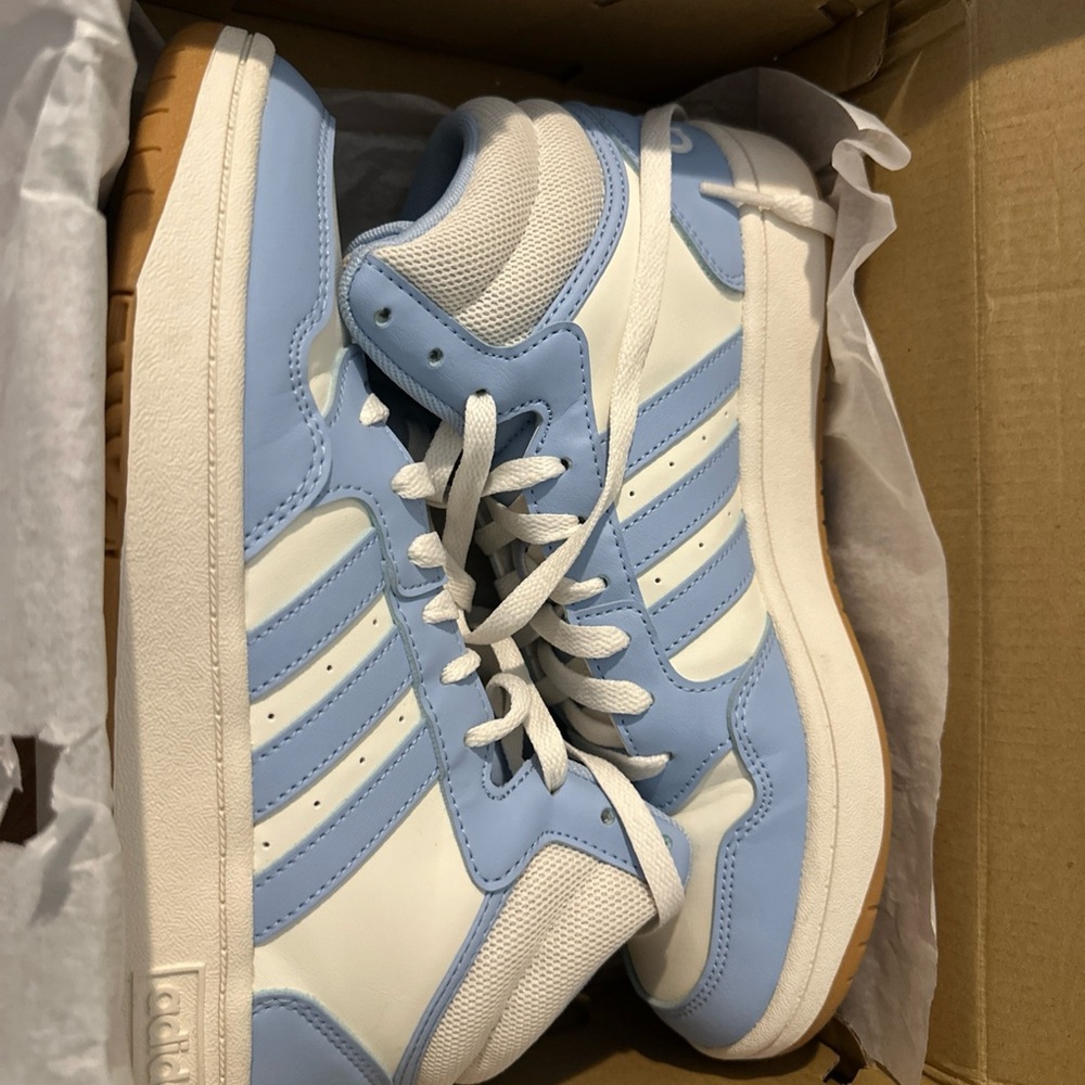 Adidas Sky Blue and White Sneakers